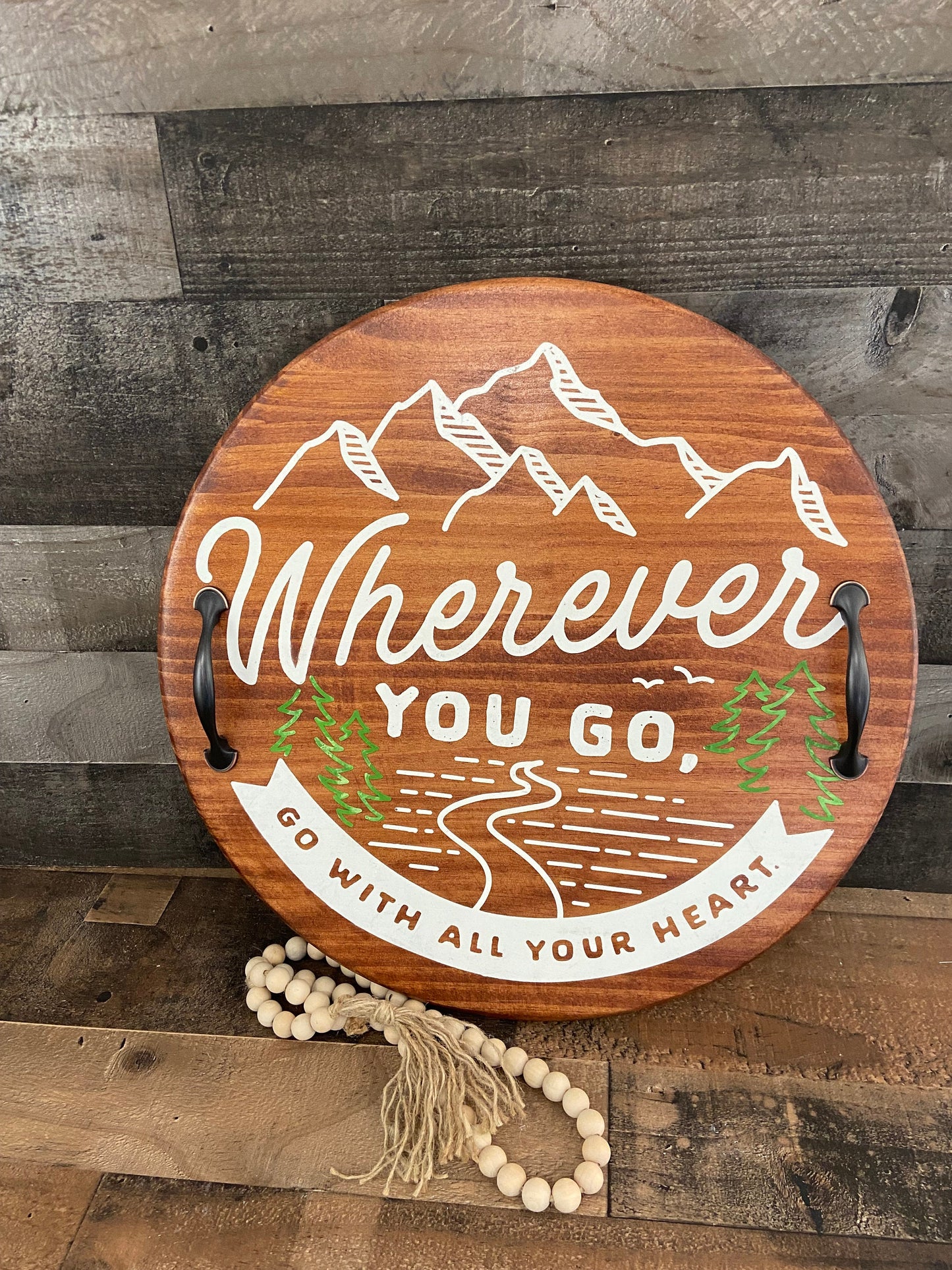 Serving Tray - Wherever You Go adventure mountains hiking, home decor
