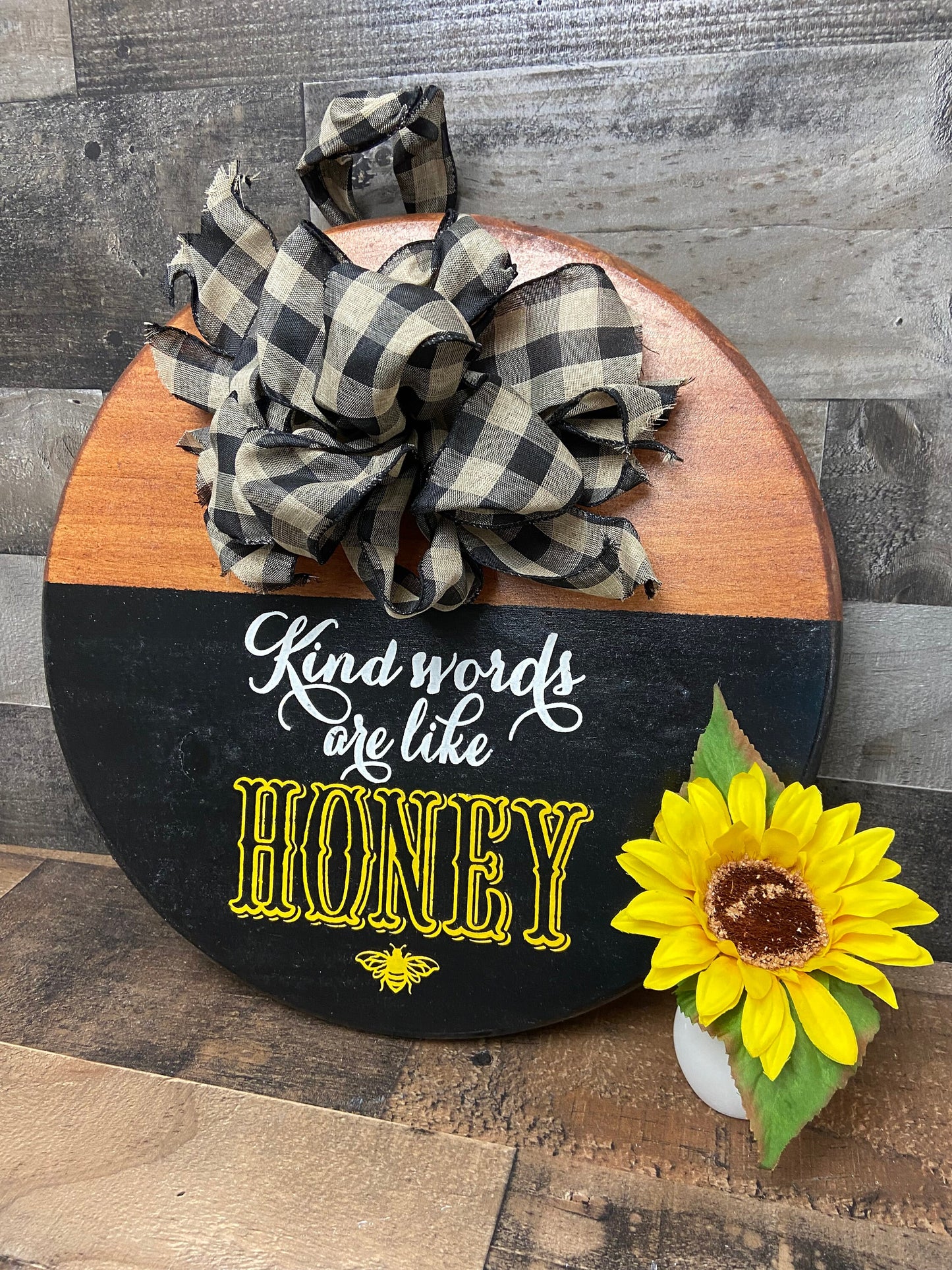 Door Hanger or Tray- Kind Words Are Like Honey wood, home decor