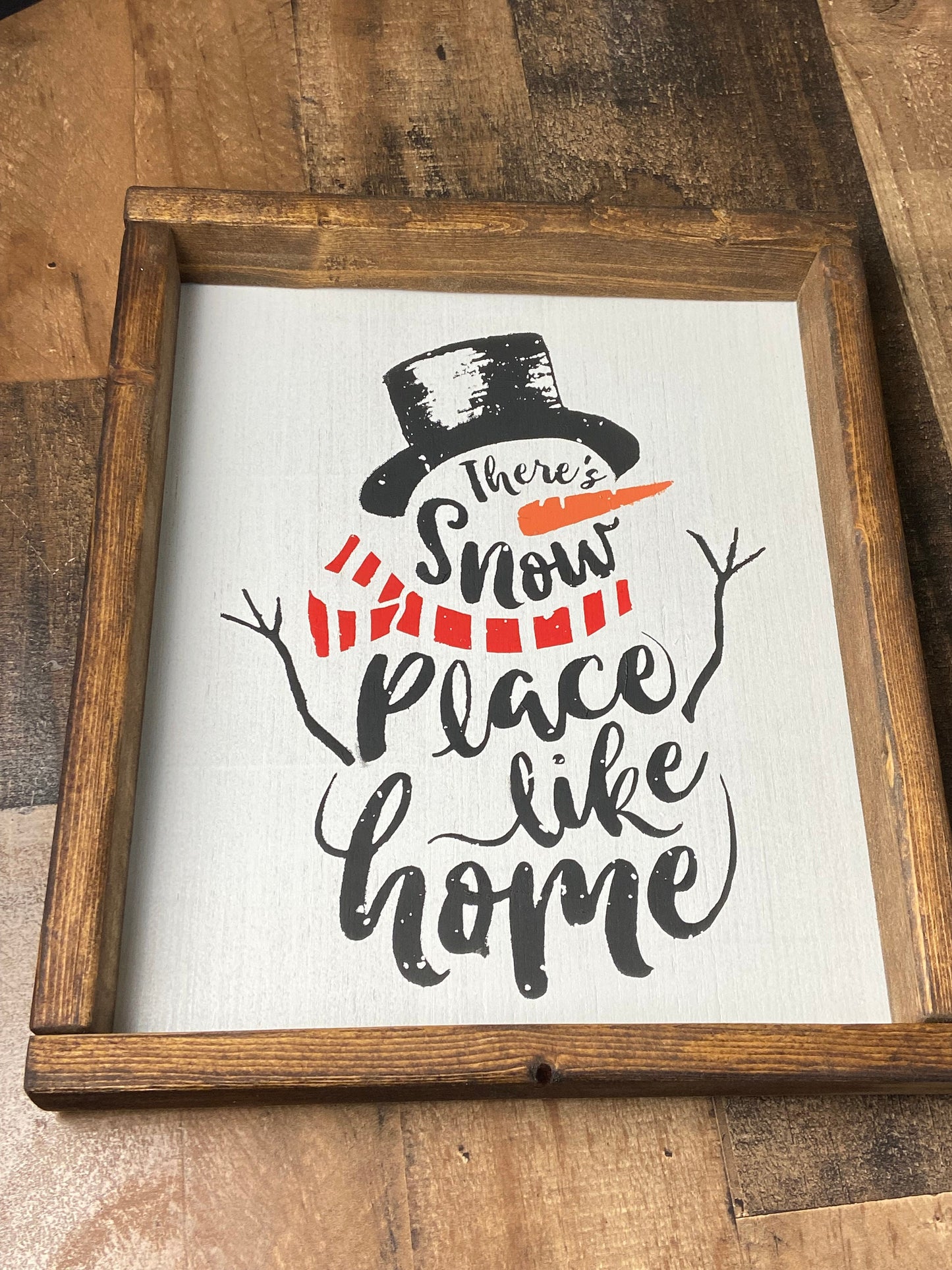 Rustic Framed Snowman Art, door hanger, wall art, shelf sitter, home decor