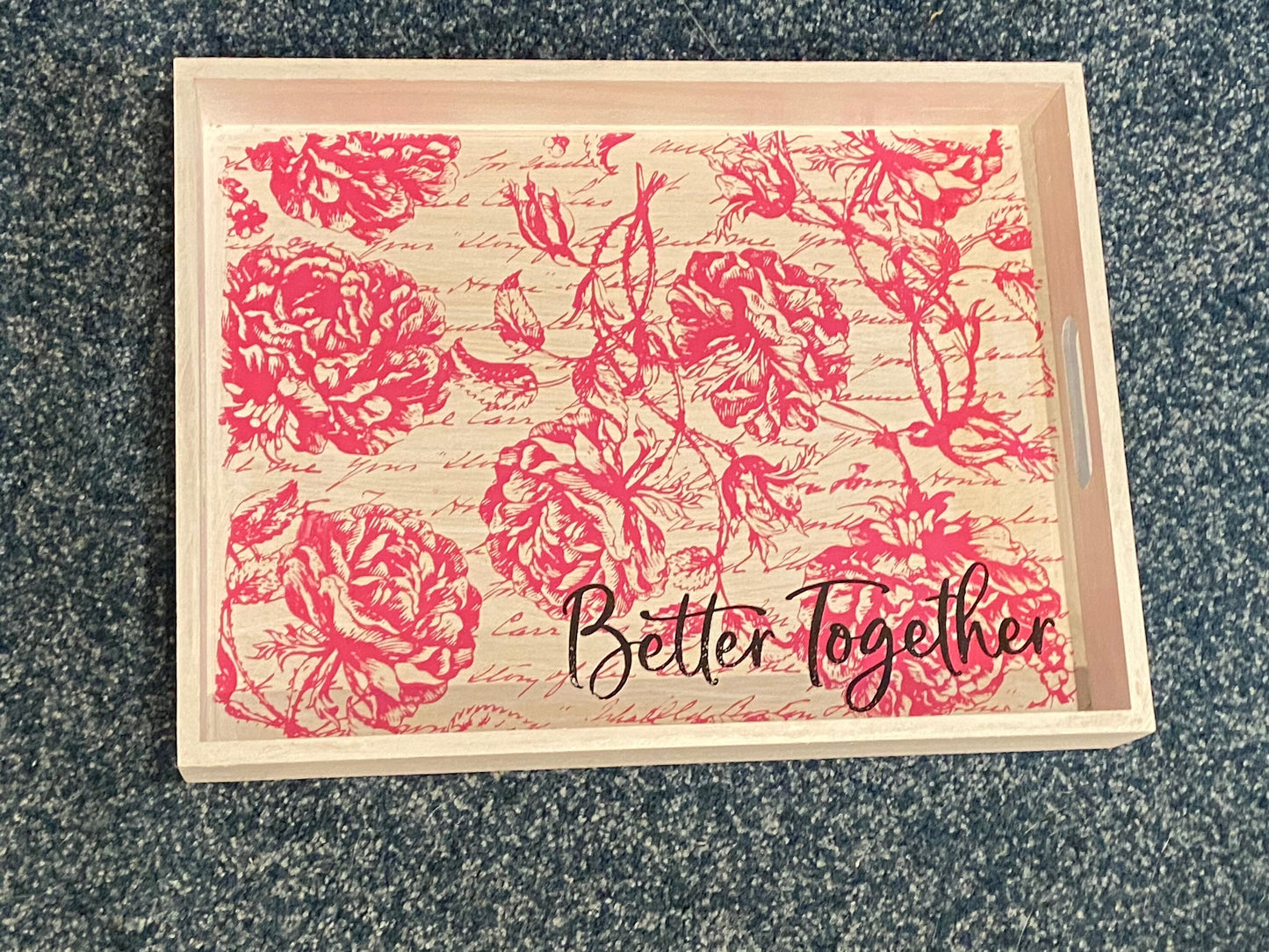 Pink Romantic Floral Serving Tray