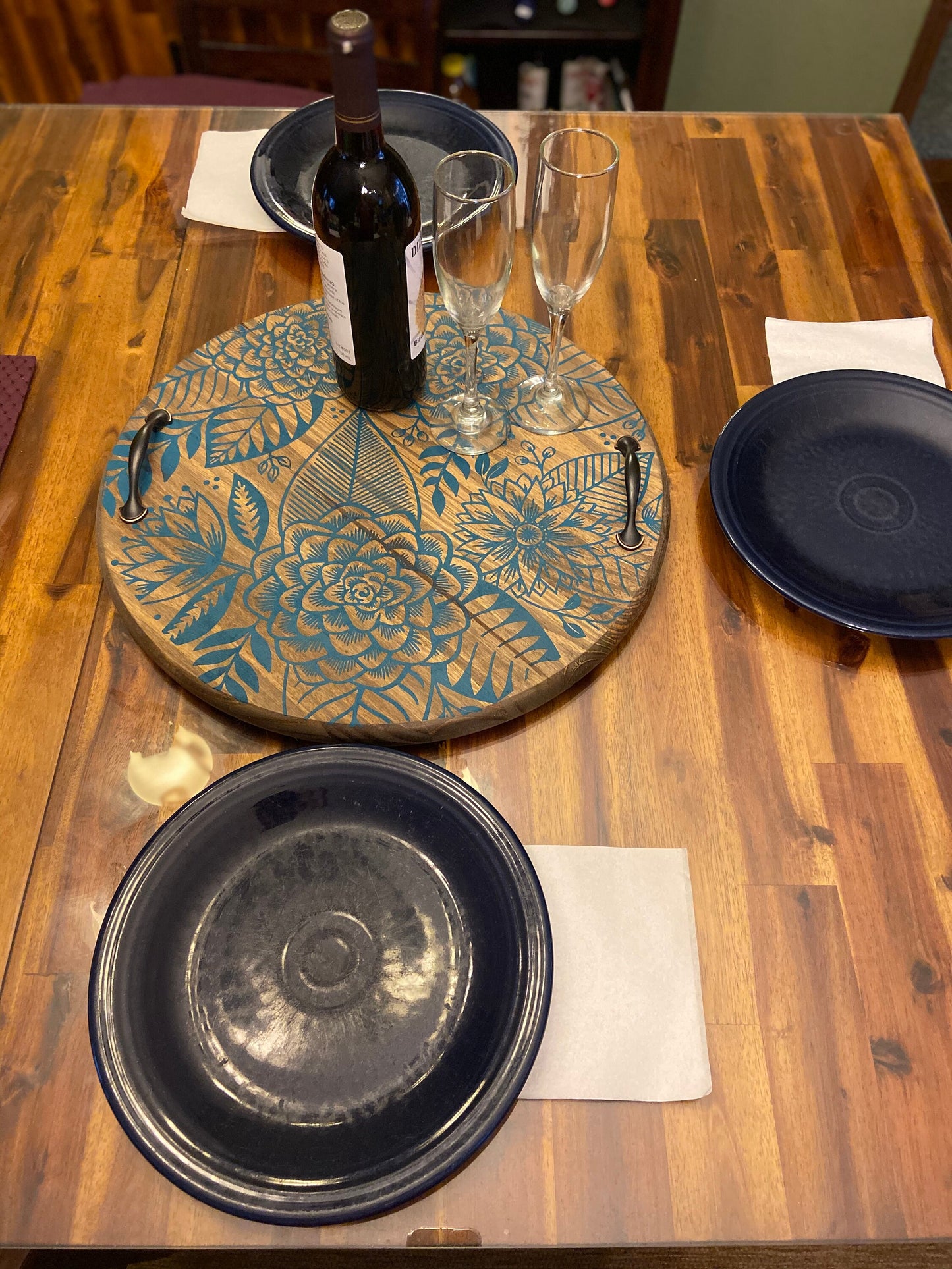 A Serving Tray - Tide Modern Floral, wood tray