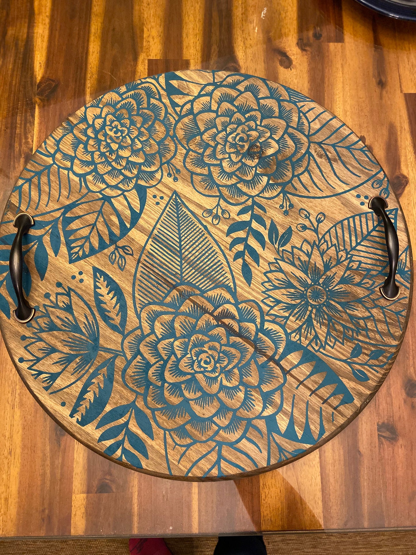 A Serving Tray - Tide Modern Floral, wood tray