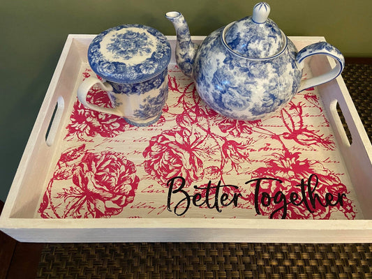 Pink Romantic Floral Serving Tray