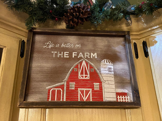 Life on the Farm Art Framed wood, handmade, farm decor