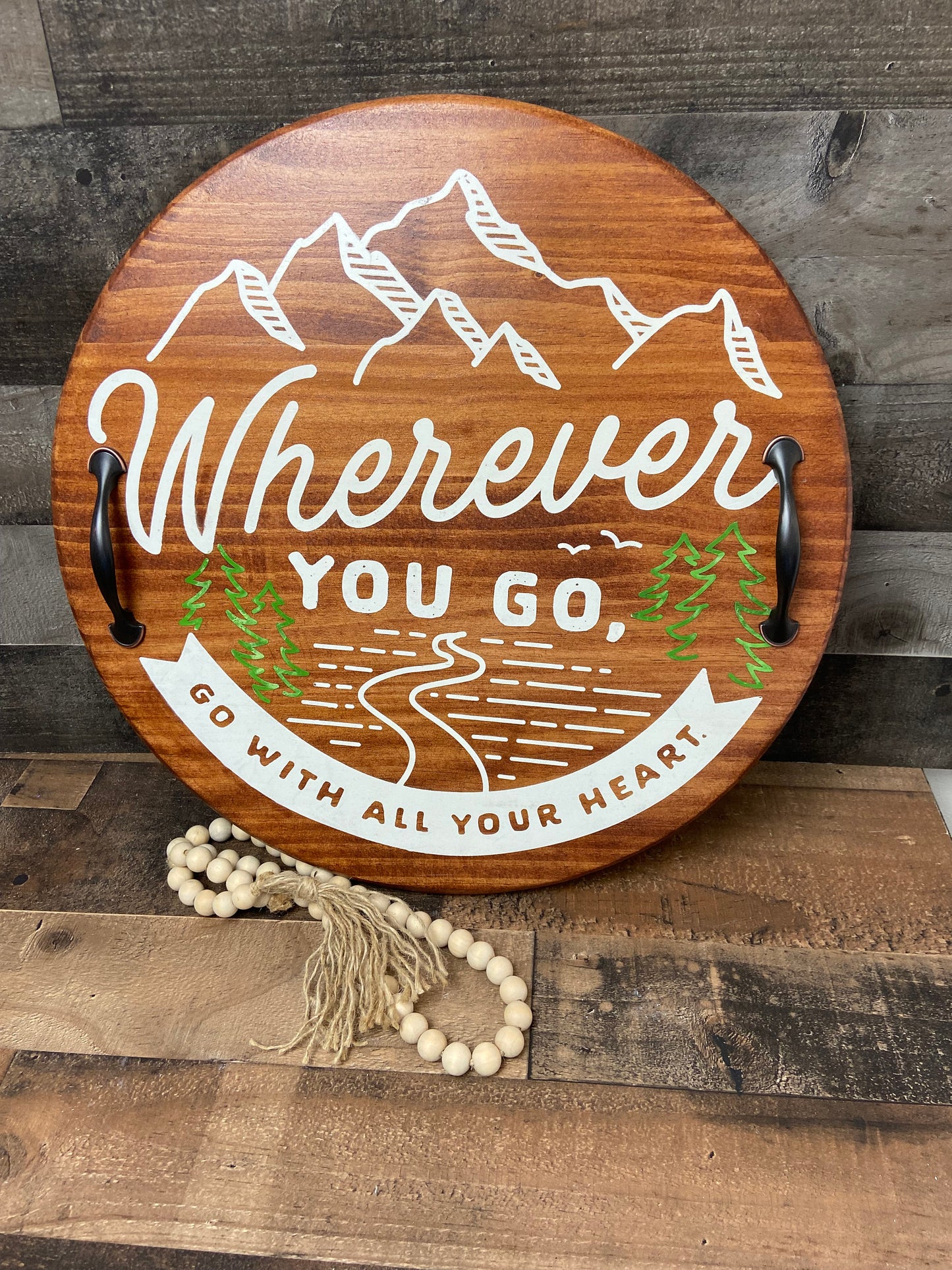 Serving Tray  - Wherever You Go adventure mountains hiking, home decor