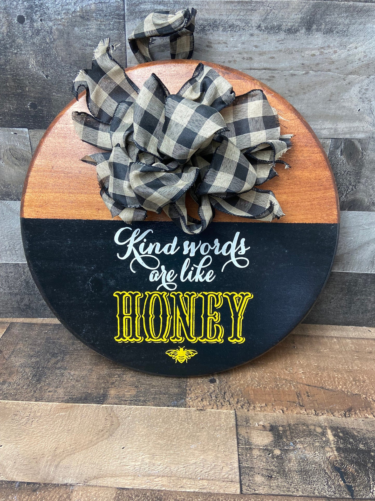 Door Hanger or Tray- Kind Words Are Like Honey wood, home decor