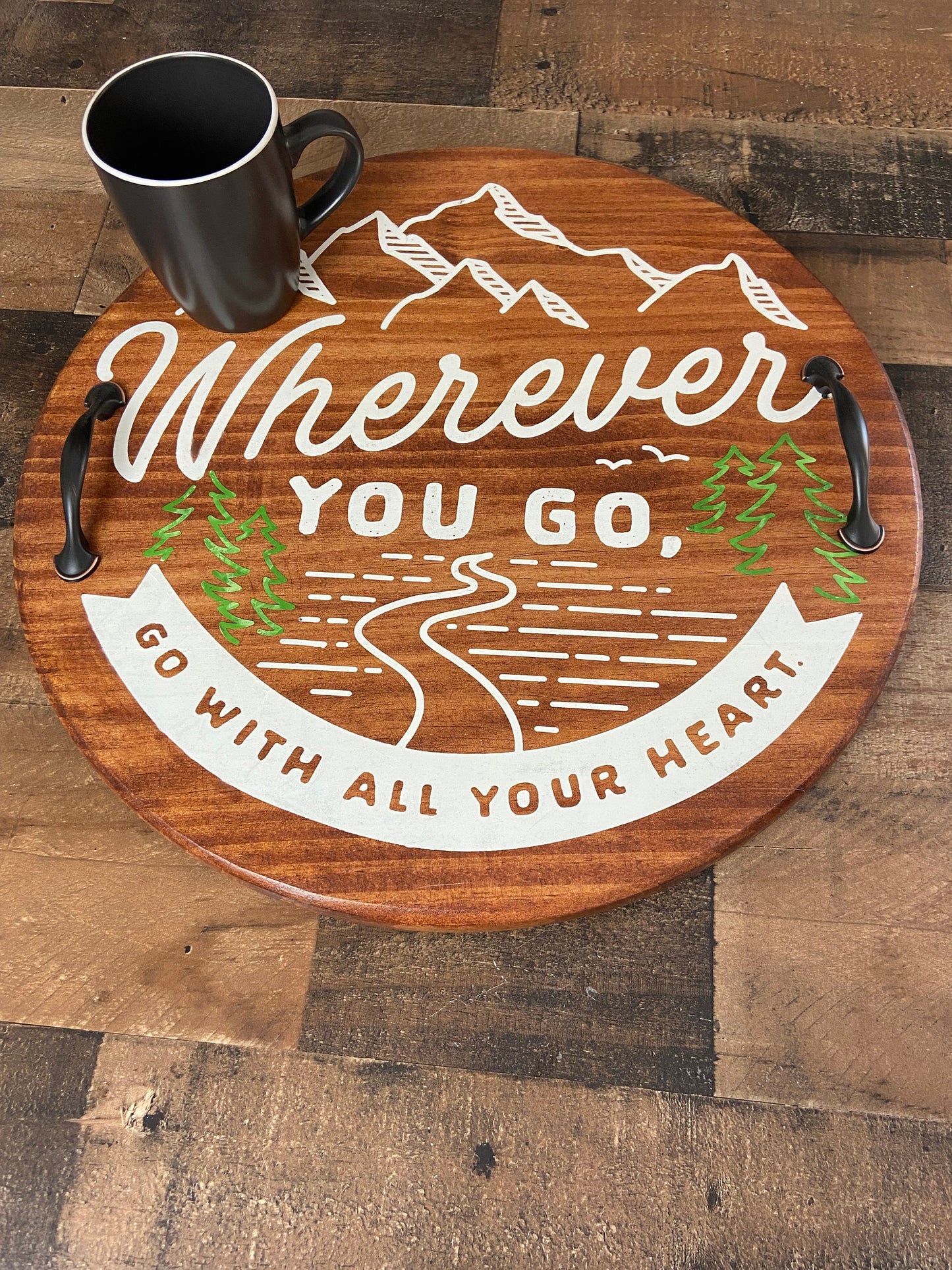 Serving Tray  - Wherever You Go adventure mountains hiking, home decor