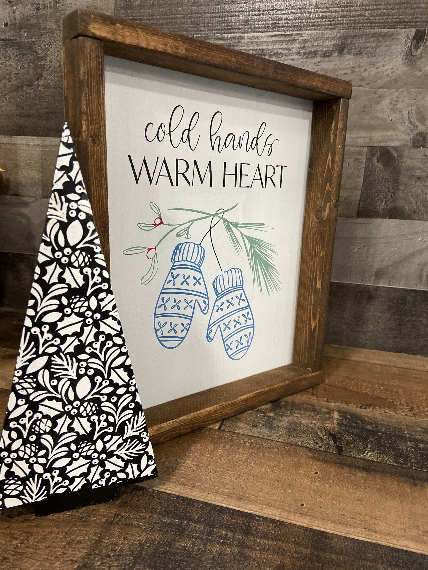 Cold Hands Warm Heart Framed Art, shelf sitter, winter art