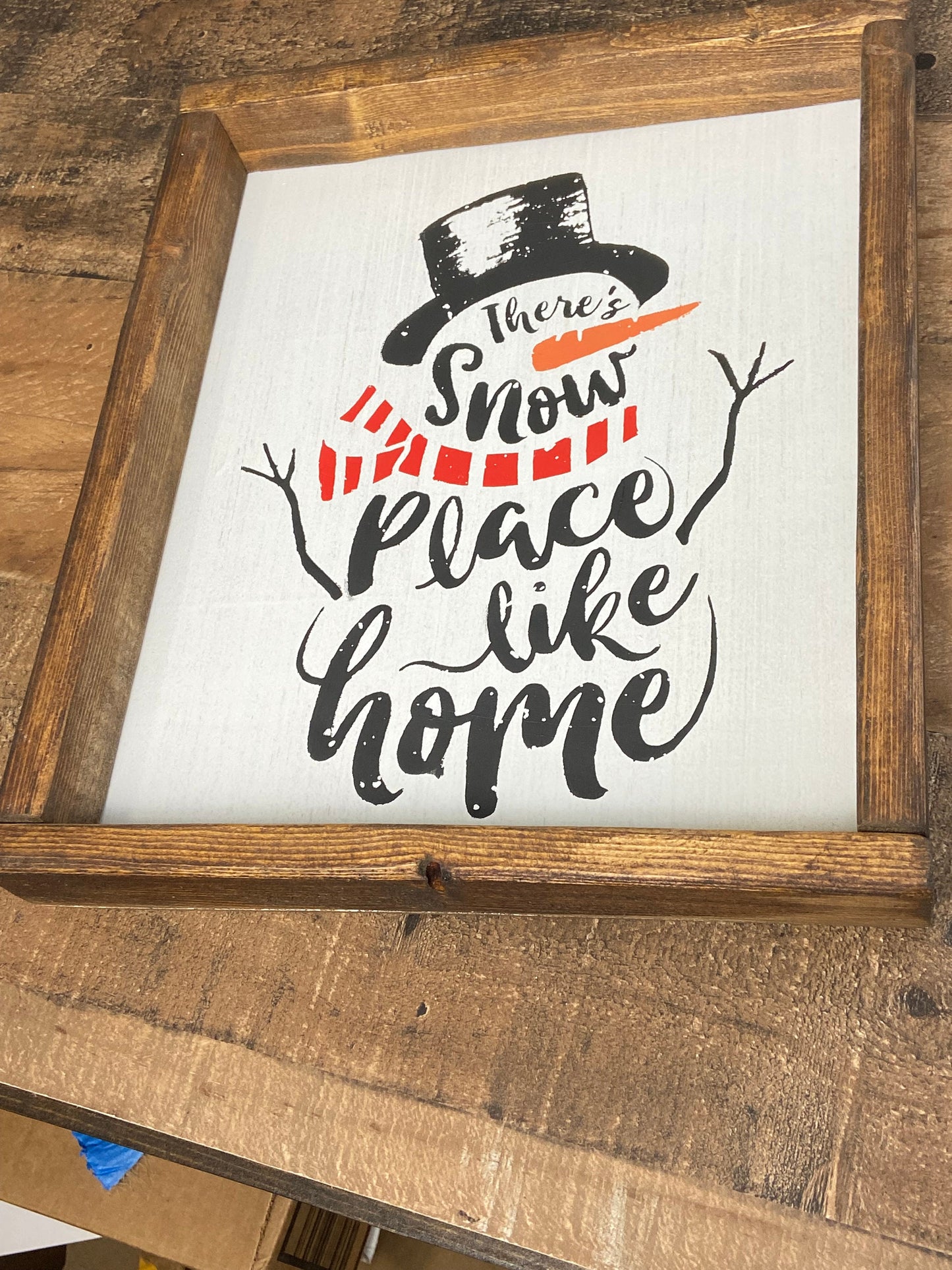 Rustic Framed Snowman Art, door hanger, wall art, shelf sitter, home decor