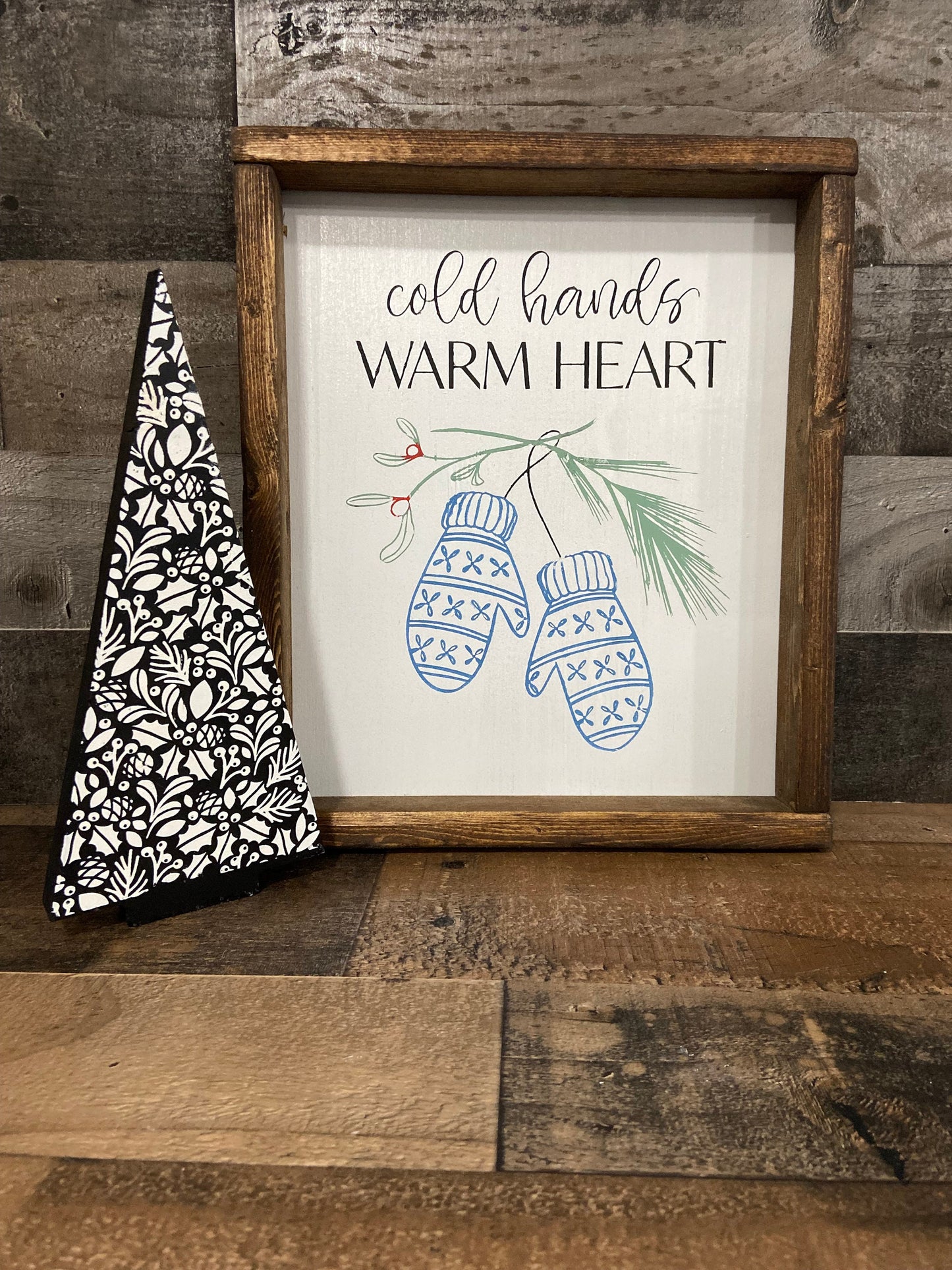 Cold Hands Warm Heart Framed Art, shelf sitter, winter art