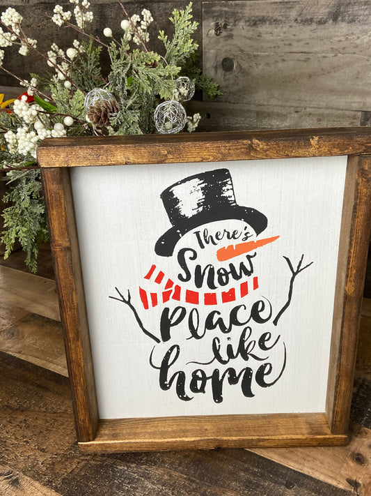 Rustic Framed Snowman Art, door hanger, wall art, shelf sitter, home decor